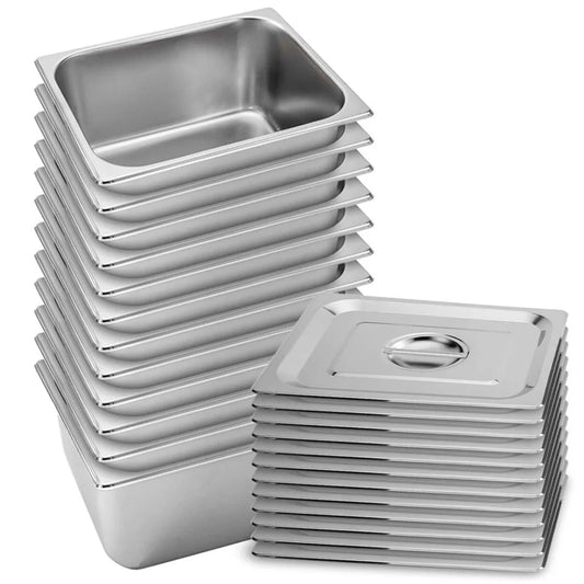 Gastronorm GN Pan Set Premium 12X Full Size 1/2 GN 20cm Deep Stainless Steel Tray with Lid