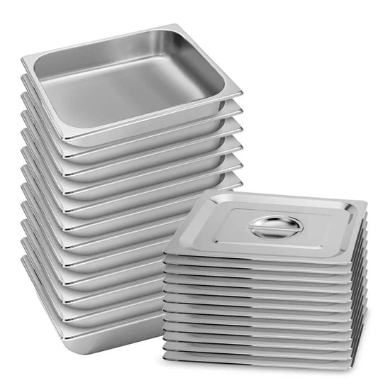 Gastronorm GN Pan Set Premium 12X Full Size 1/2 GN 6.5cm Deep Stainless Steel Tray with Lid