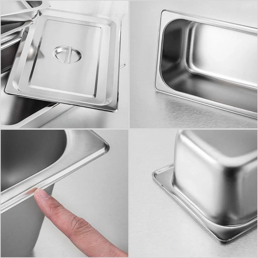 Gastronorm GN Pan Set Premium 12X Full Size 1/3 GN 6.5cm Deep Stainless Steel Tray with Lid