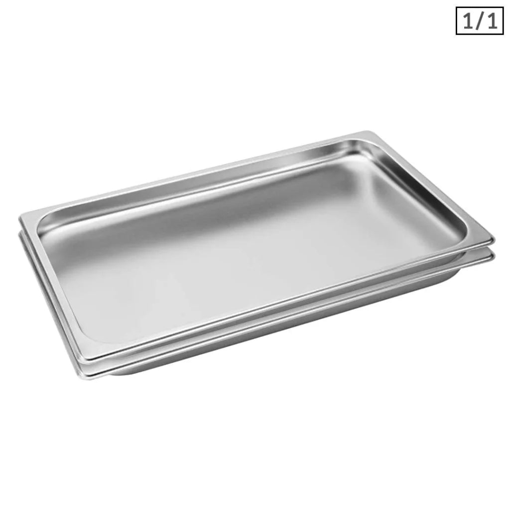 Gastronorm GN Pan Set Premium 2X Full Size 1/1 GN 2cm Deep Stainless Steel Tray