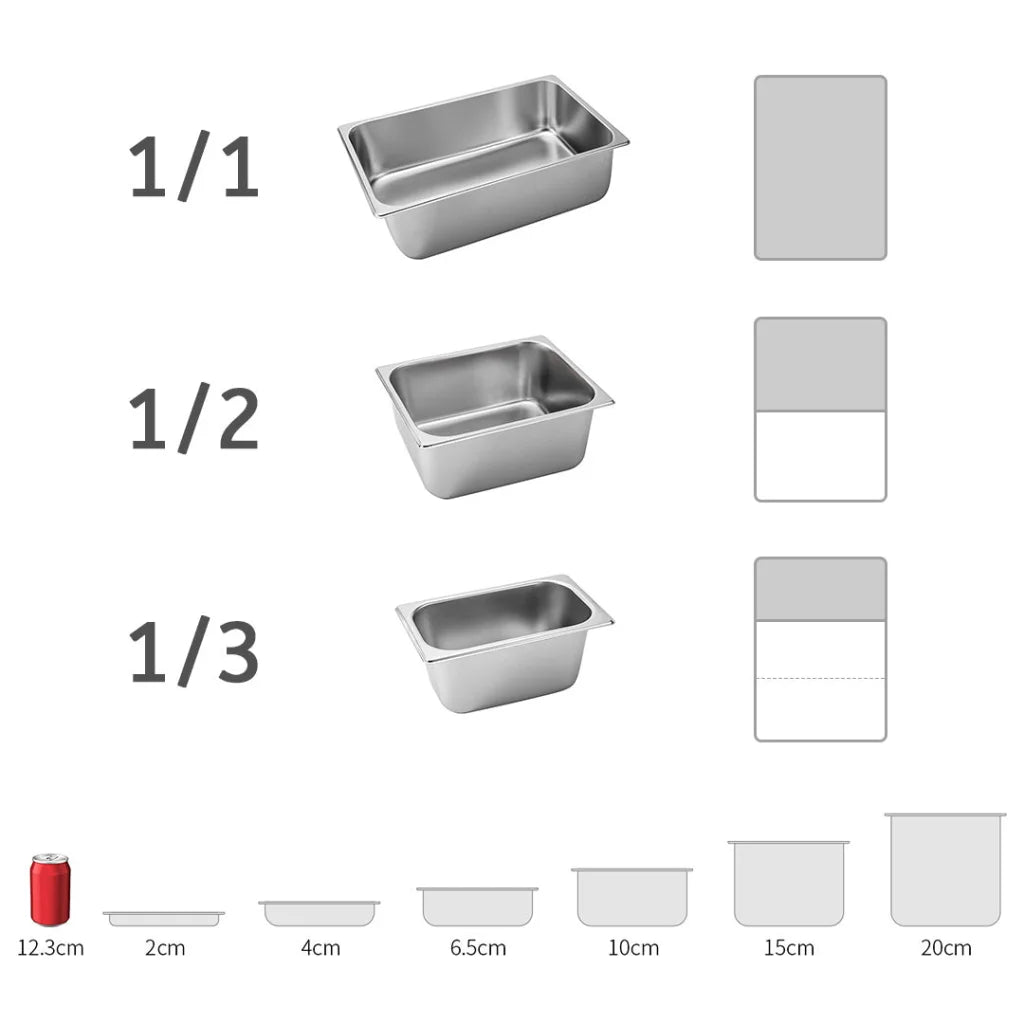 Gastronorm GN Pan Set Premium 2X Full Size 1/2 GN 15cm Deep Stainless Steel with Lid