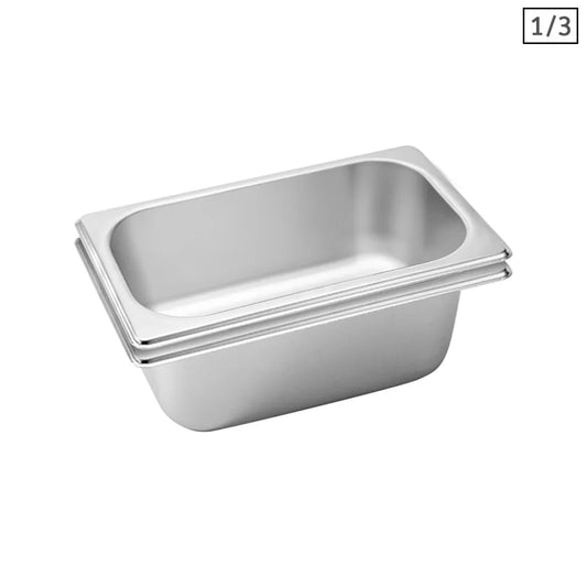 Gastronorm GN Pan Set Premium 2X Full Size 1/3 GN 10cm Deep Stainless Steel Tray