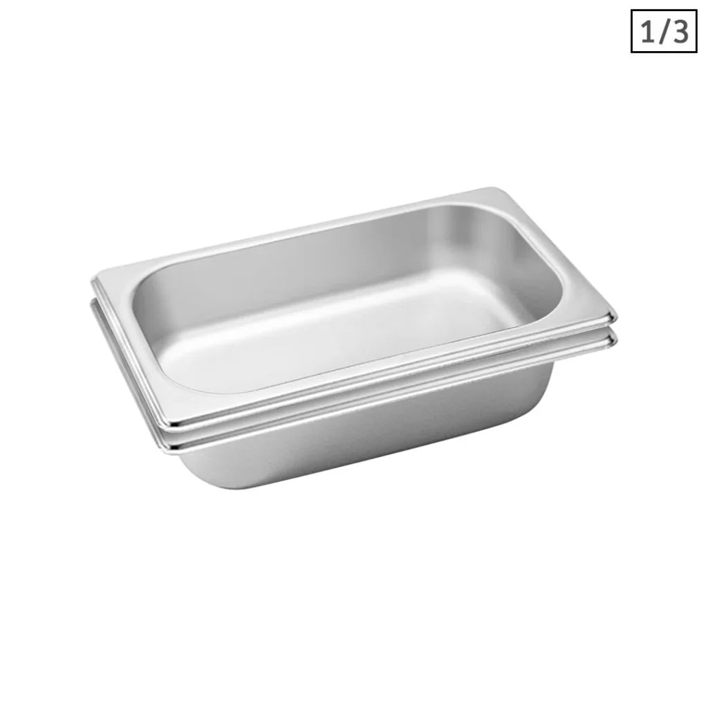 Gastronorm GN Pan Set Premium 2X Full Size 1/3 GN 6.5cm Deep Stainless Steel Tray