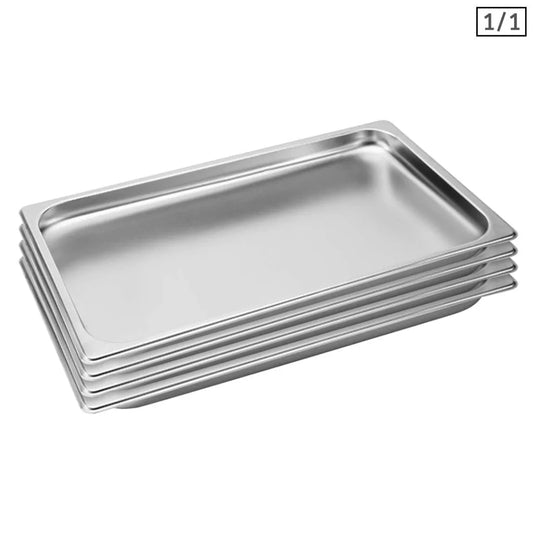 Gastronorm GN Pan Set Premium 4X Full Size 1/1 GN 2cm Deep Stainless Steel Tray