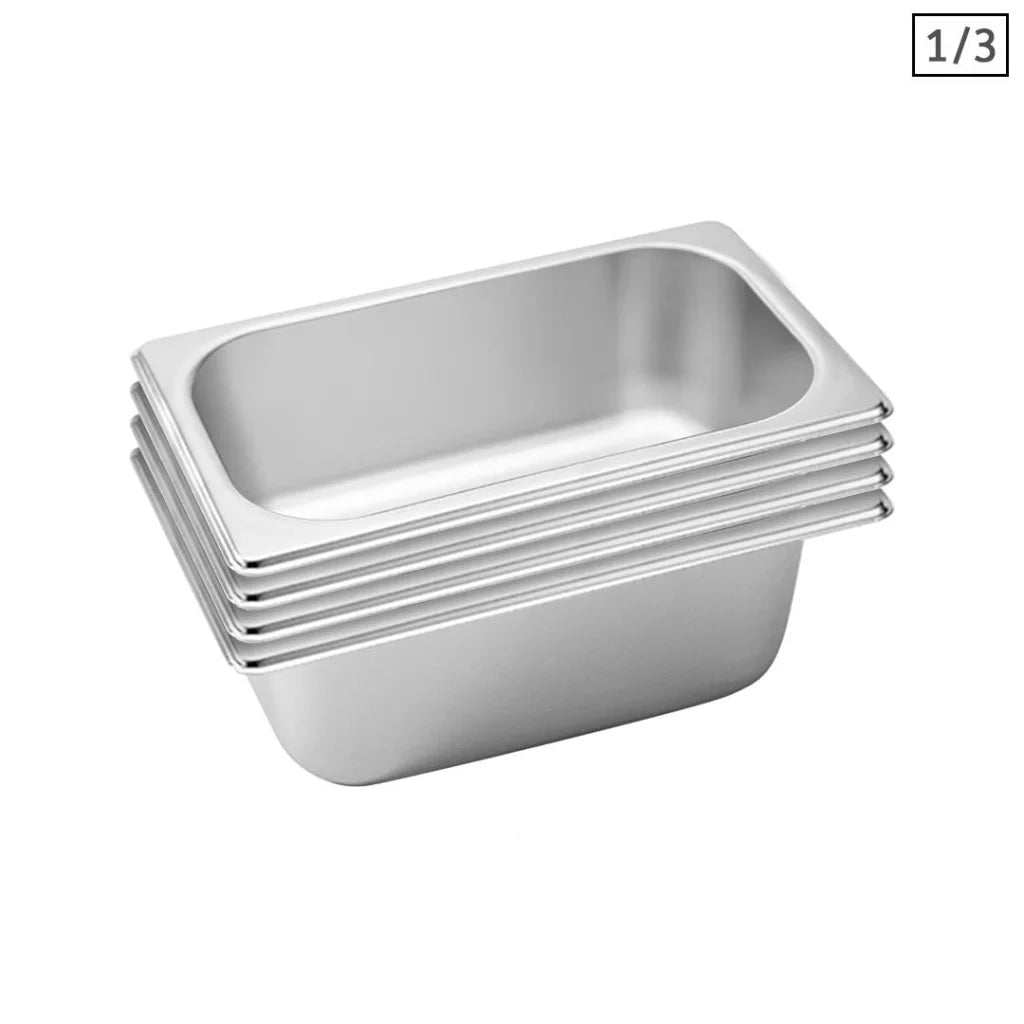 Gastronorm GN Pan Set Premium 4X Full Size 1/3 GN 10cm Deep Stainless Steel Tray