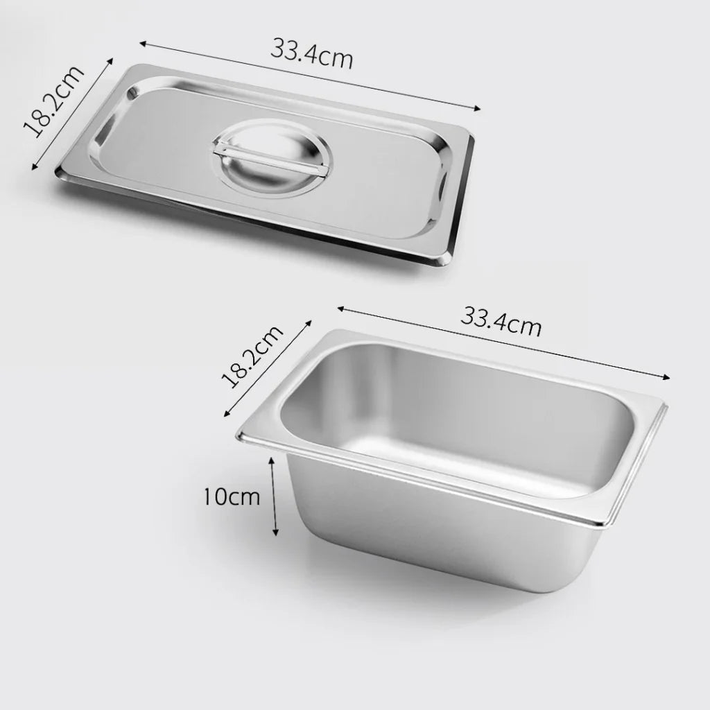 Gastronorm GN Pan Set Premium 4X Full Size 1/3 GN 10cm Deep Stainless Steel Tray with Lid