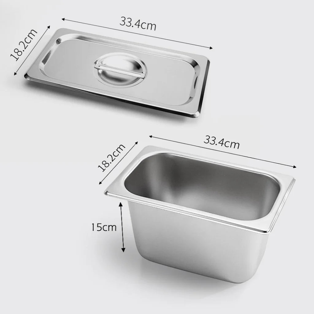 Gastronorm GN Pan Set Premium 4X Full Size 1/3 GN 15cm Deep Stainless Steel Tray with Lid