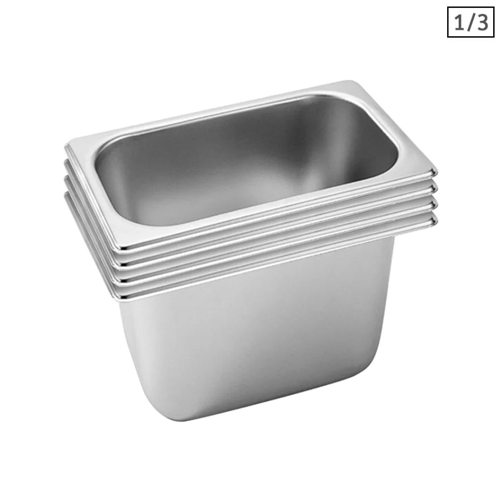 Gastronorm GN Pan Set Premium 4X Full Size 1/3 GN 20cm Deep Stainless Steel Tray