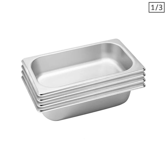 Gastronorm GN Pan Set Premium 4X Full Size 1/3 GN 6.5cm Deep Stainless Steel Tray
