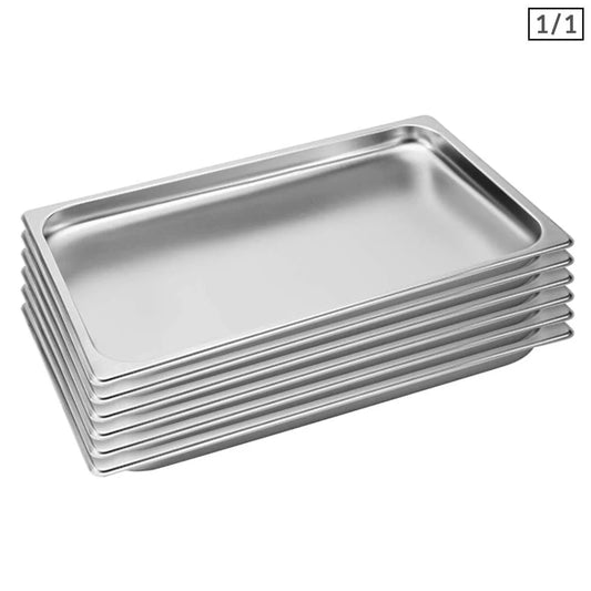 Gastronorm GN Pan Set Premium 6X Full Size 1/1 GN 2cm Deep Stainless Steel Tray