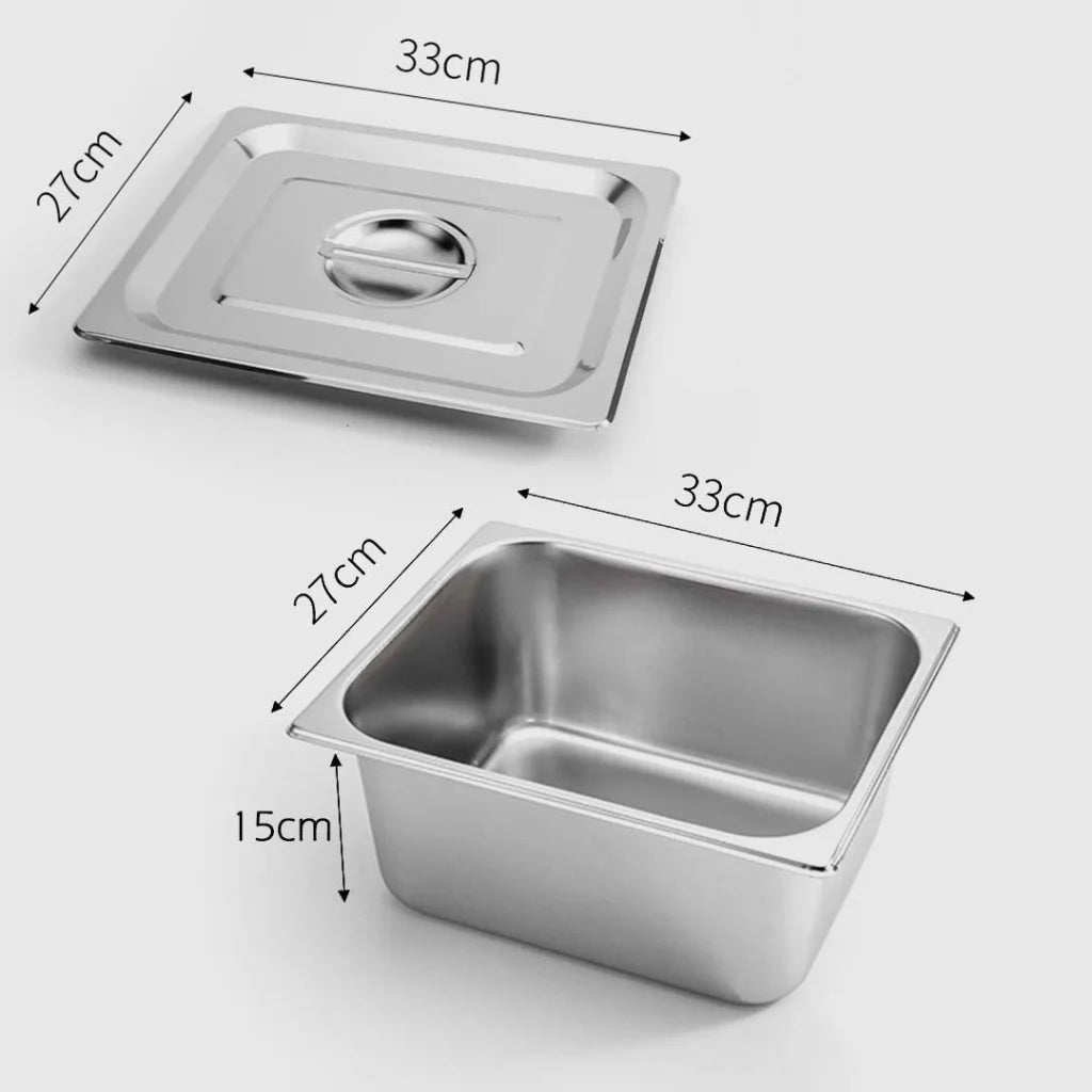 Gastronorm GN Pan Set Premium 6X Full Size 1/2 GN 15cm Deep Stainless Steel with Lid
