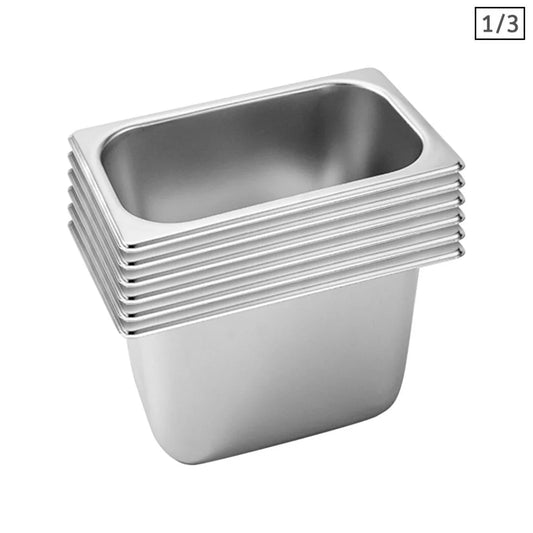Gastronorm GN Pan Set Premium 6X Full Size 1/3 GN 20cm Deep Stainless Steel Tray