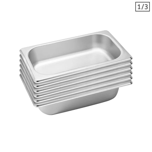 Gastronorm GN Pan Set Premium 6X Full Size 1/3 GN 6.5cm Deep Stainless Steel Tray