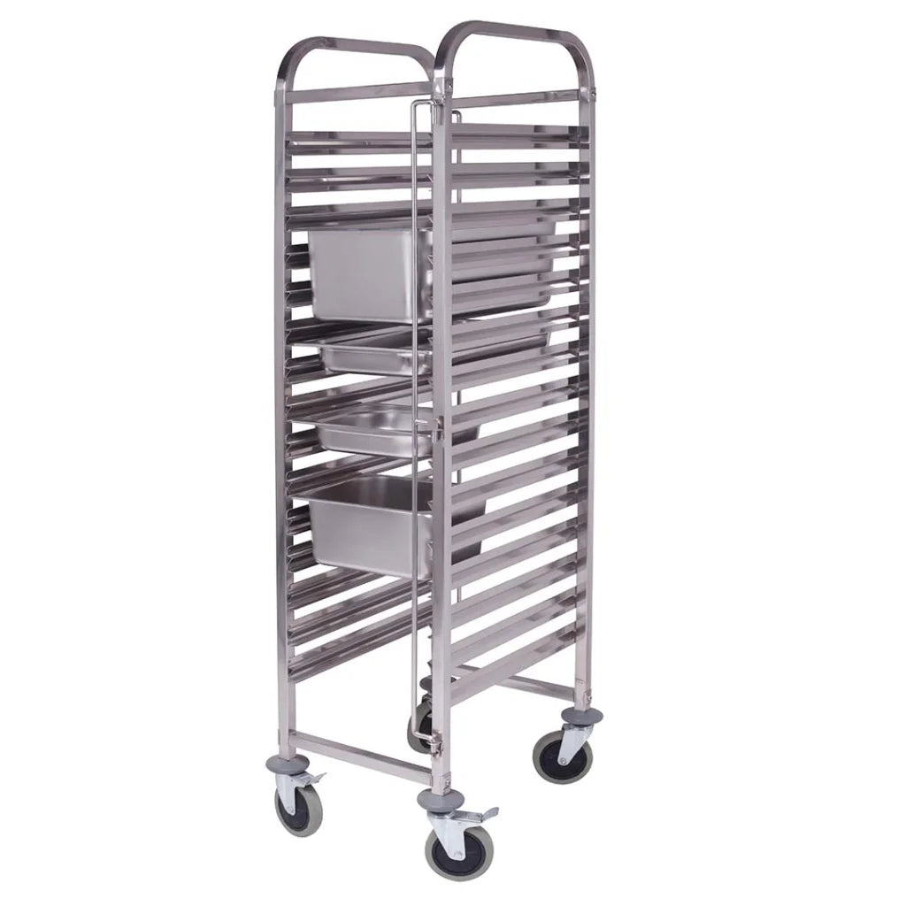 Gastronorm Trolley 15 Tier Stainless Steel Bakery Trolley Suits GN 1/1 Pans - Premium