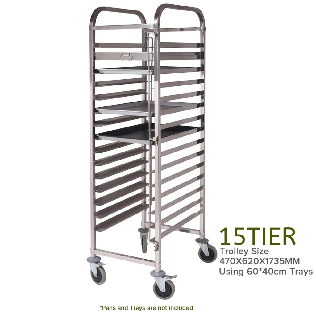 Gastronorm Trolley 15 Tier Stainless Steel Cake Bakery Trolley Suits 60*40cm Tray - Premium