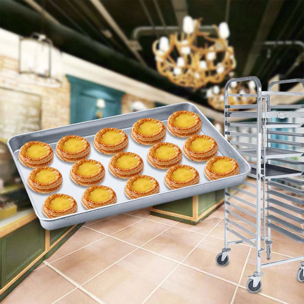 Gastronorm Trolley 16 Tier Stainless Steel with 60405cm Aluminum Baking Pan Cooking Tray for Bakers
