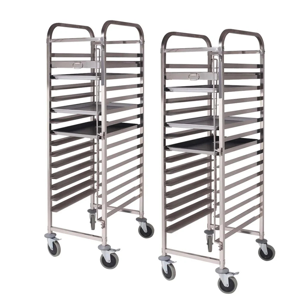 Gastronorm Trolley Set Premium 2X 16 Tier Stainless Steel Cake Bakery Trolley for 60*40cm Trays