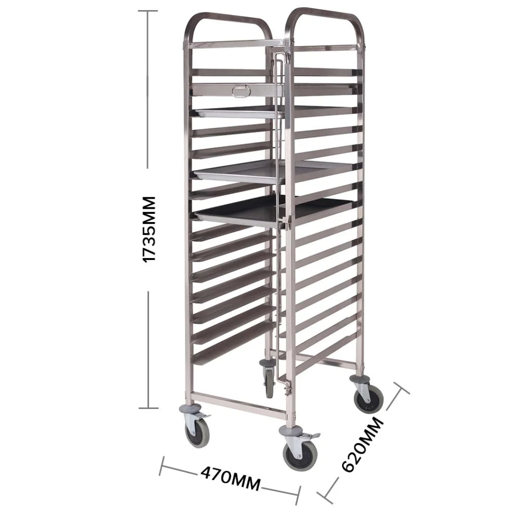 Gastronorm Trolley Set Premium 2X 16 Tier Stainless Steel Cake Bakery Trolley for 60*40cm Trays