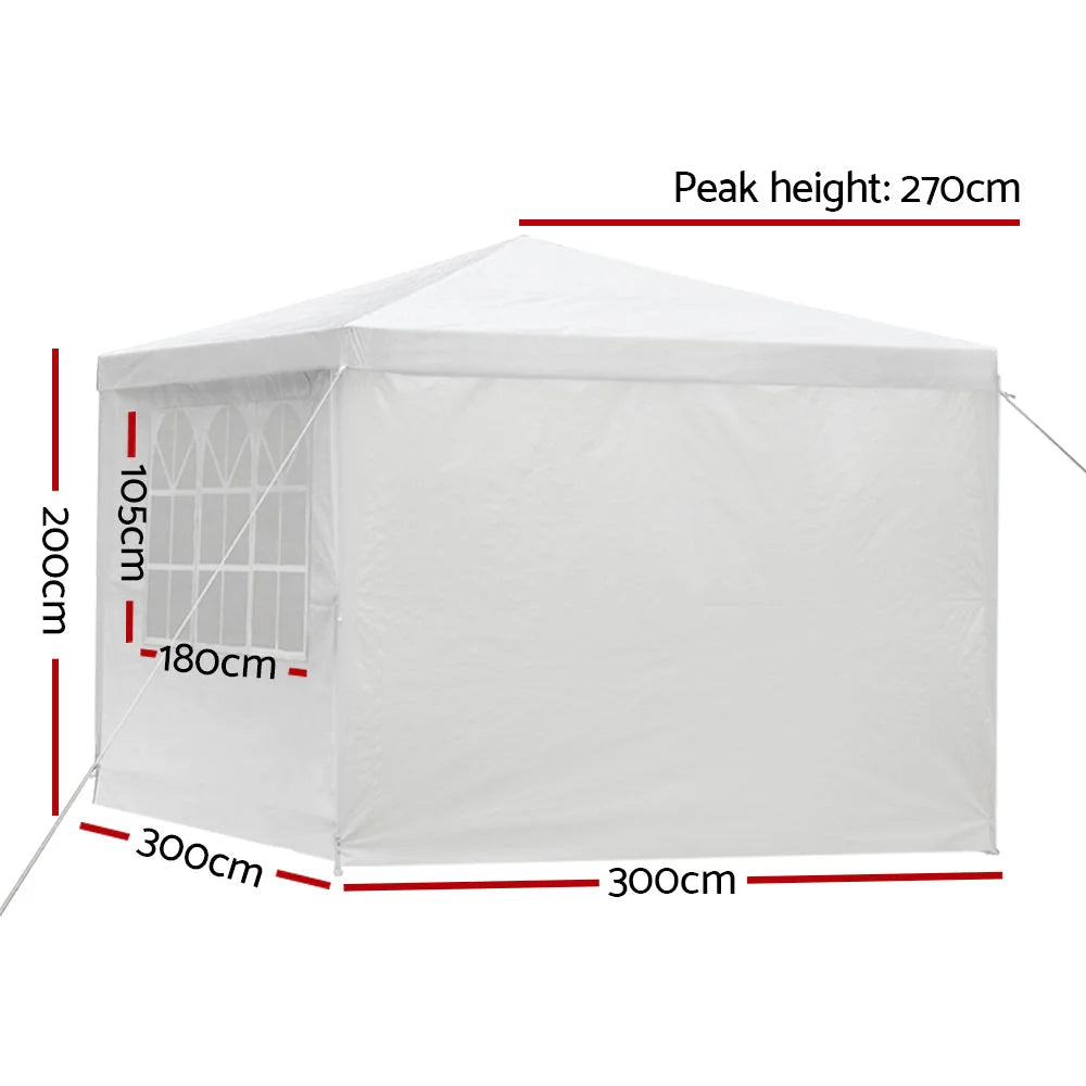 Gazebo 3x3m Marquee Wedding Party Tent Outdoor Camping Side