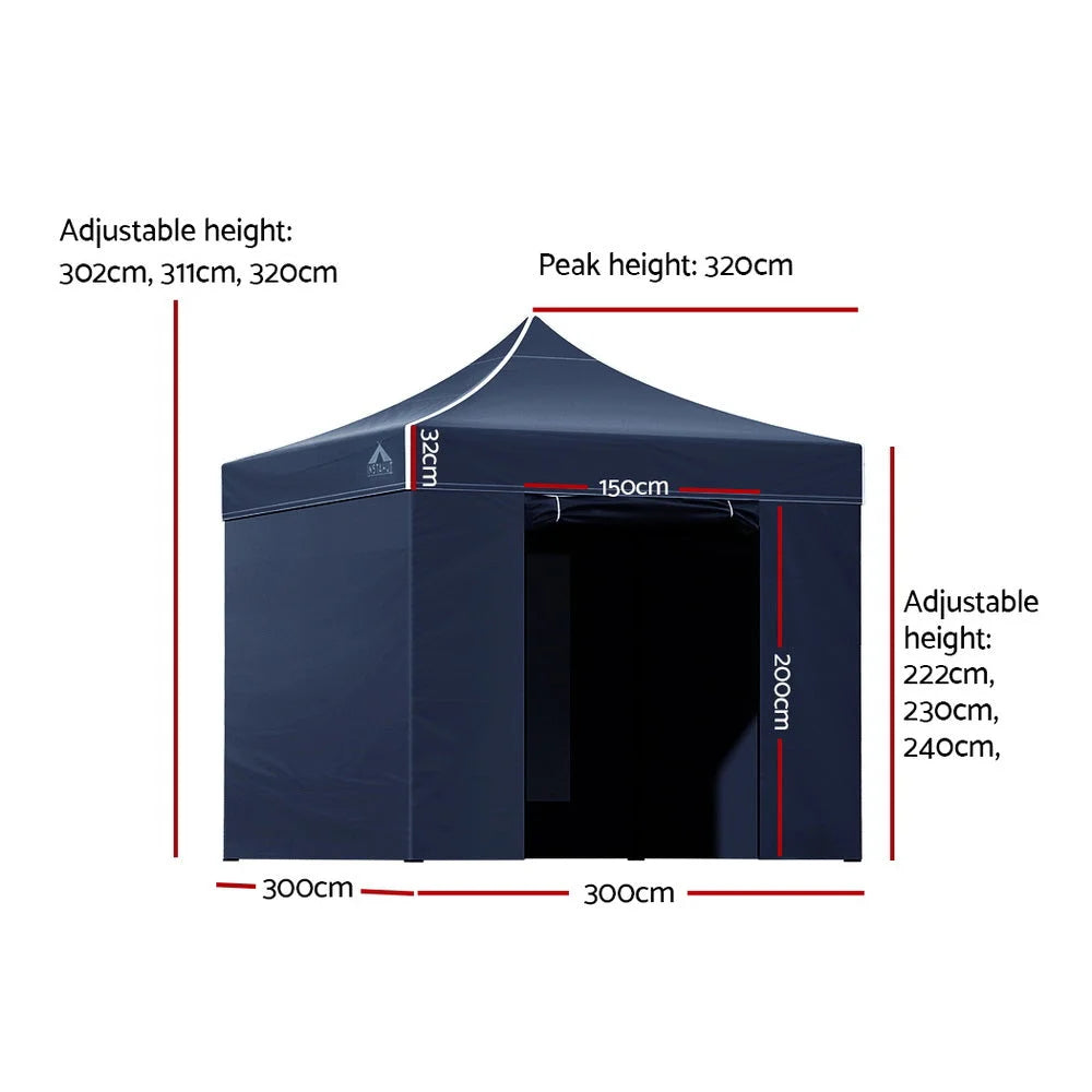 Gazebo Pop Up Marquee 3x3M Folding Tent Gazebo Camping 500D