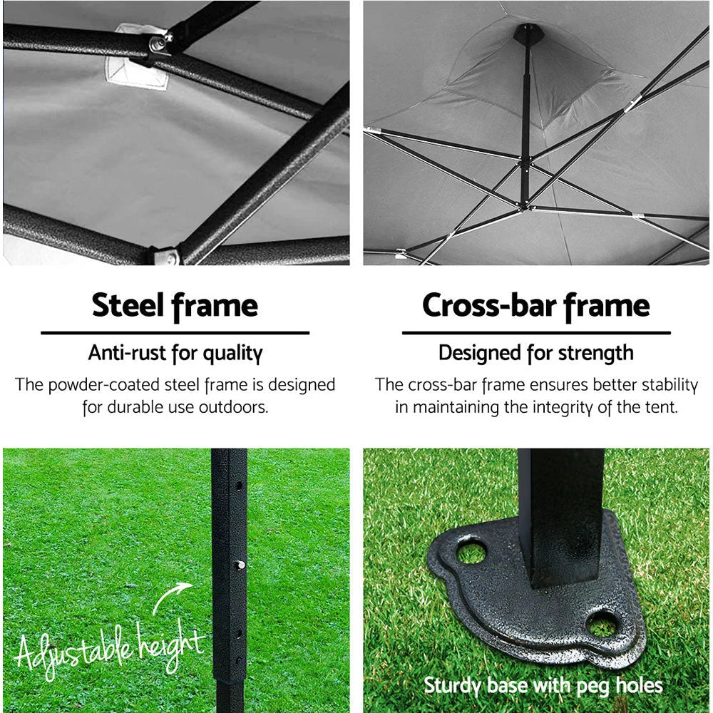 Gazebo Pop Up Marquee 3x3m Folding Wedding Tent Shade Blue