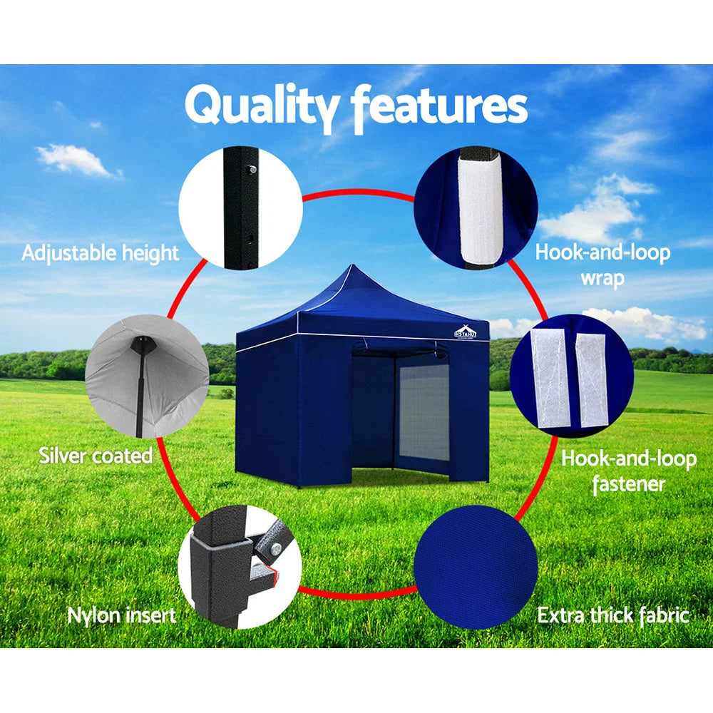 Gazebo Pop Up Marquee 3x3m Folding Wedding Tent Shade Blue