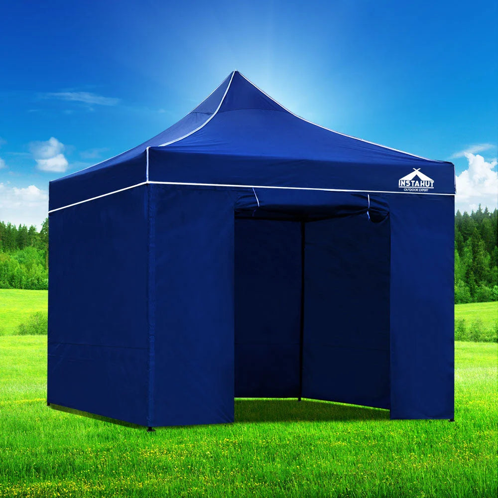 Gazebo Pop Up Marquee 3x3m Folding Wedding Tent Shade Blue