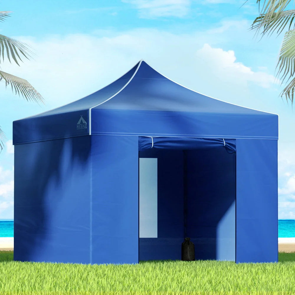 Gazebo Pop Up Marquee 3x3m Folding Wedding Tent Shade Blue