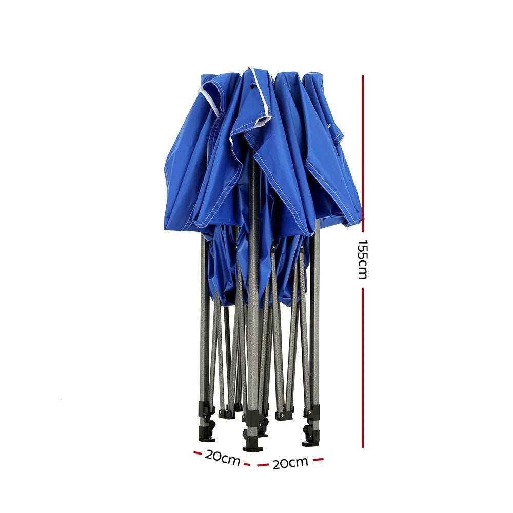 Gazebo Pop Up Marquee 3x3m Folding Wedding Tent Shade Blue