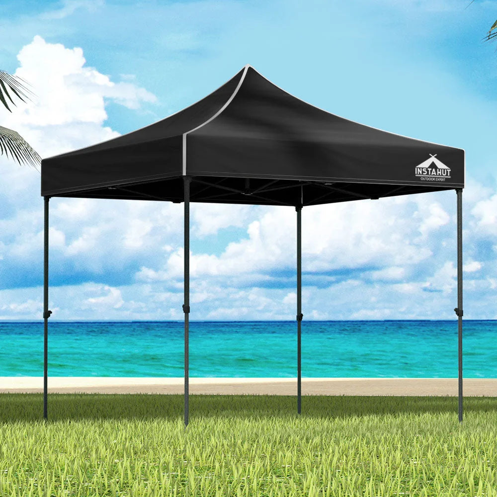 Black 3x3m pop-up gazebo with folding shelter frame and fabric canopy