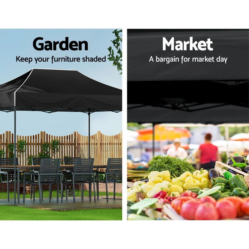 Navy 3x4 pop-up gazebo with canopy roof and folding leg frame