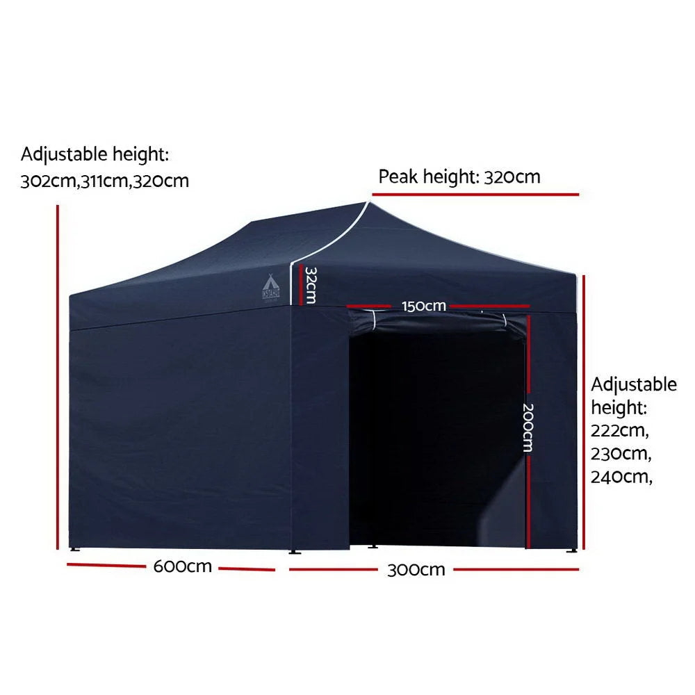 Gazebo Pop Up Marquee 3x6M Folding Tent Gazebo Camping 500D