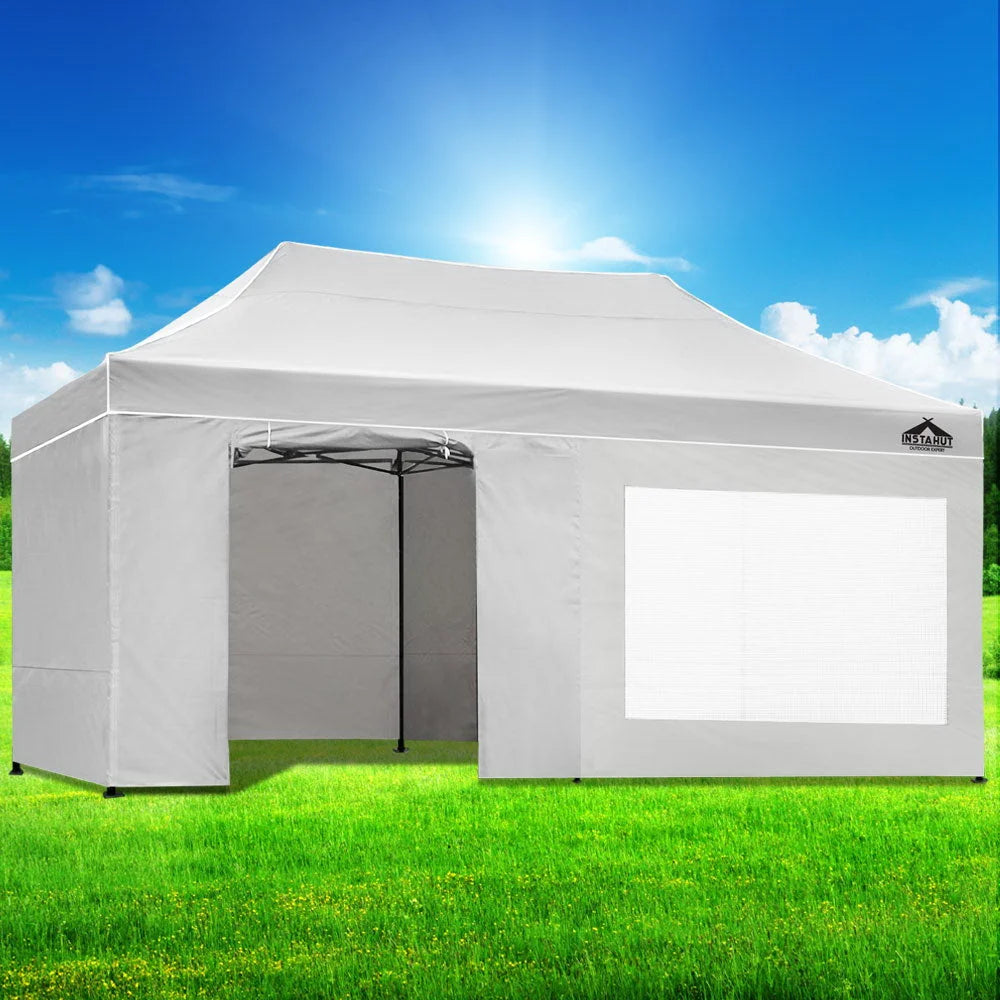Gazebo Pop Up Marquee 3x6m Folding Wedding Tent Shade White