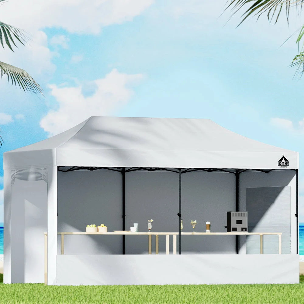 Gazebo Pop Up Marquee 3x6m Folding Wedding Tent Shade White
