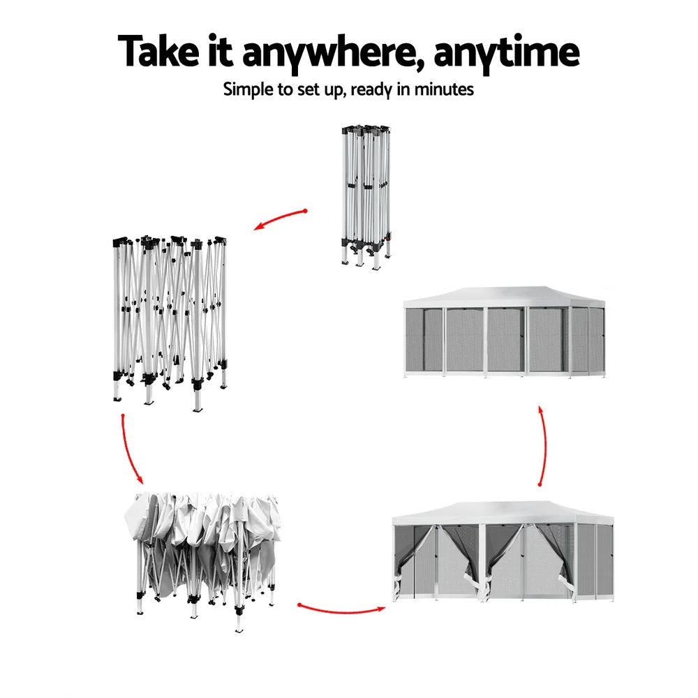 Gazebo Pop-Up Marquee 3x6M Wedding Party Outdoor Camping