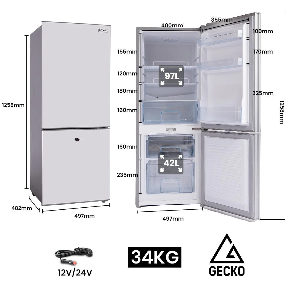 GECKO 139L Upright Portable Fridge / Freezer 12V/24V