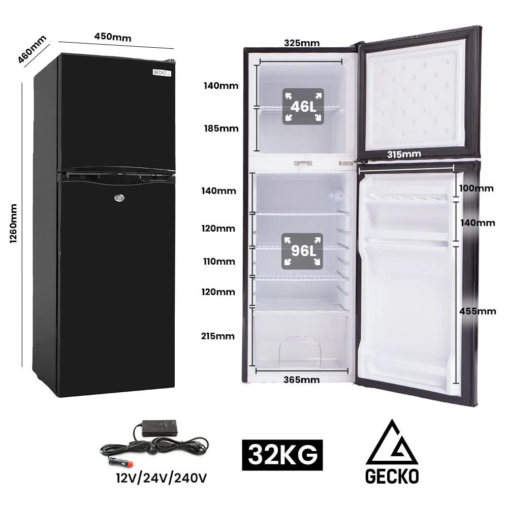 GECKO 142L Upright Portable Fridge / Freezer 12V/24V