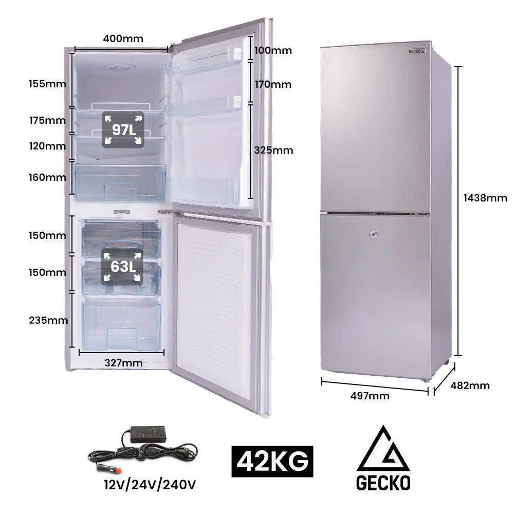 GECKO 160L Upright Portable Fridge / Freezer 12V/24V
