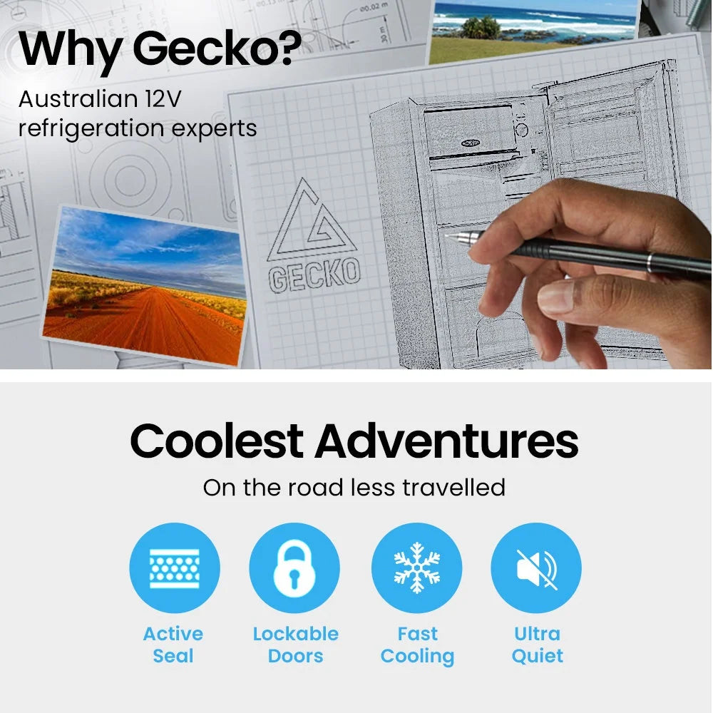 GECKO 70L Portable Bar Fridge and Freezer 12V/24V
