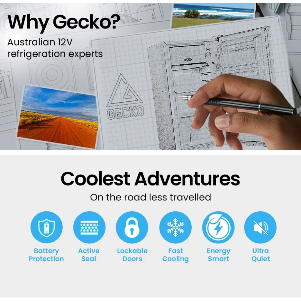 GECKO 95L Portable Upright Fridge 12V/24V for Motorhome