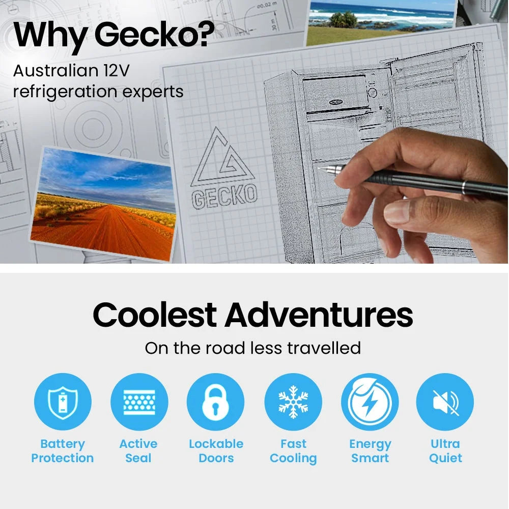 GECKO 95L Portable Upright Fridge and Freezer 12V/24V