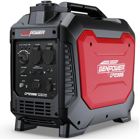 GENPOWER 2.3kW Peak 1.8kW Inverter Generator 2x15A 12V USB