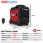 GENPOWER 4.7kW Peak 3.8kW Inverter Generator Push Button &