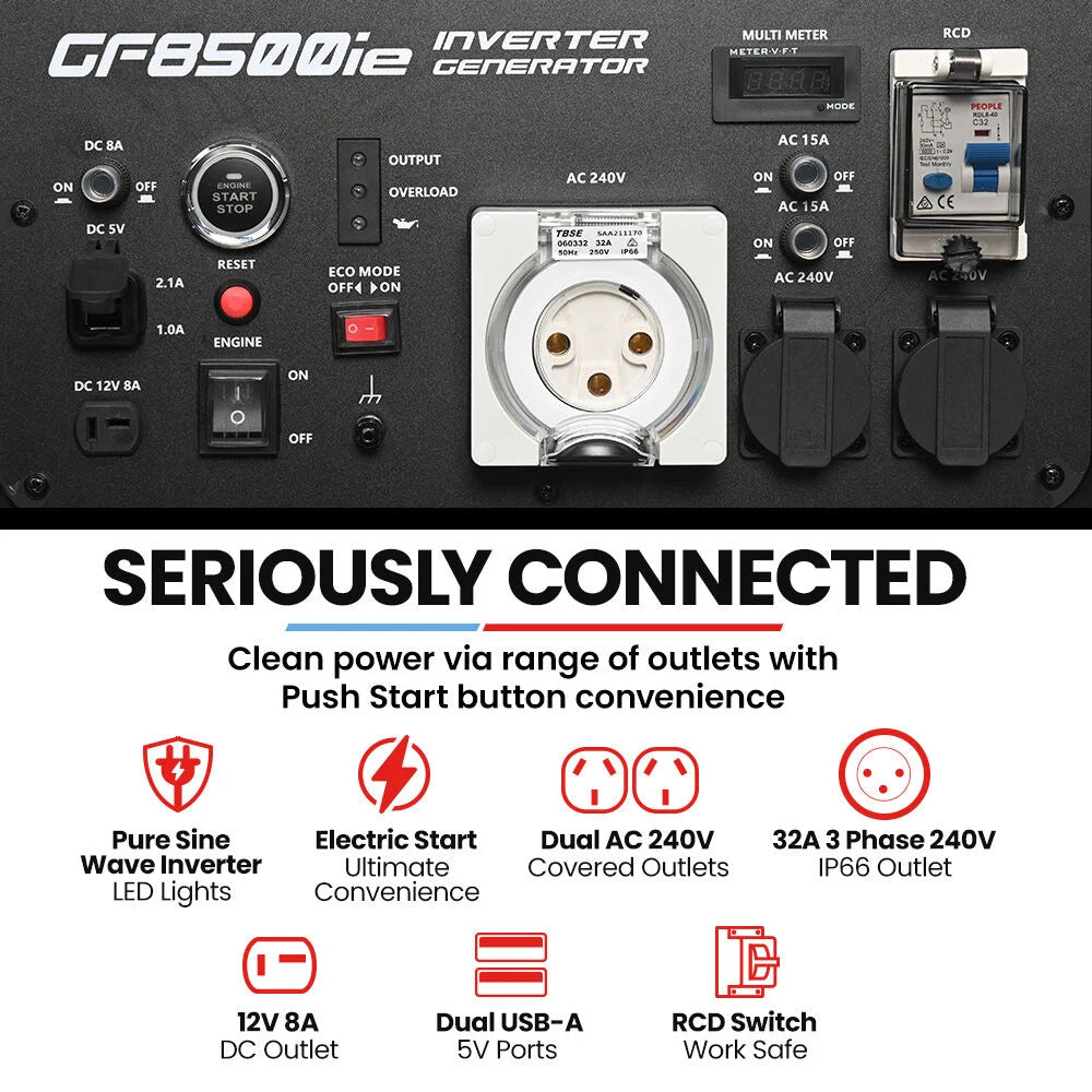 GENPOWER 8.5kW Peak 7.2kw Open Frame Inverter Generator