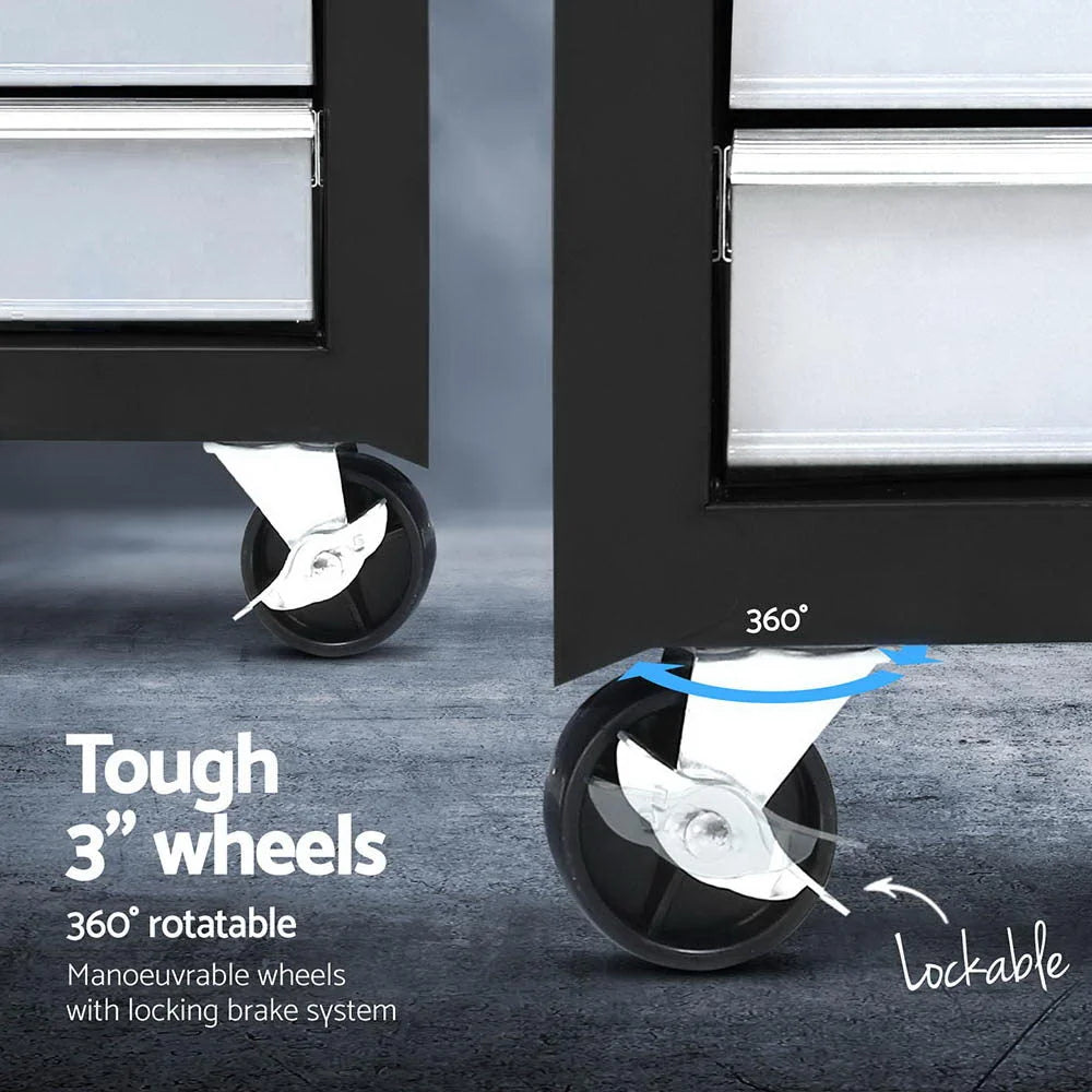 Giantz 15 Drawers Tool Chest Trolley Toolbox 2-in-1 Storage