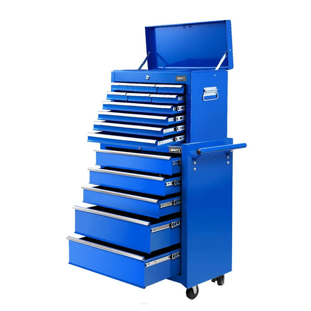 Blue trolley with giantz drawers tool chest