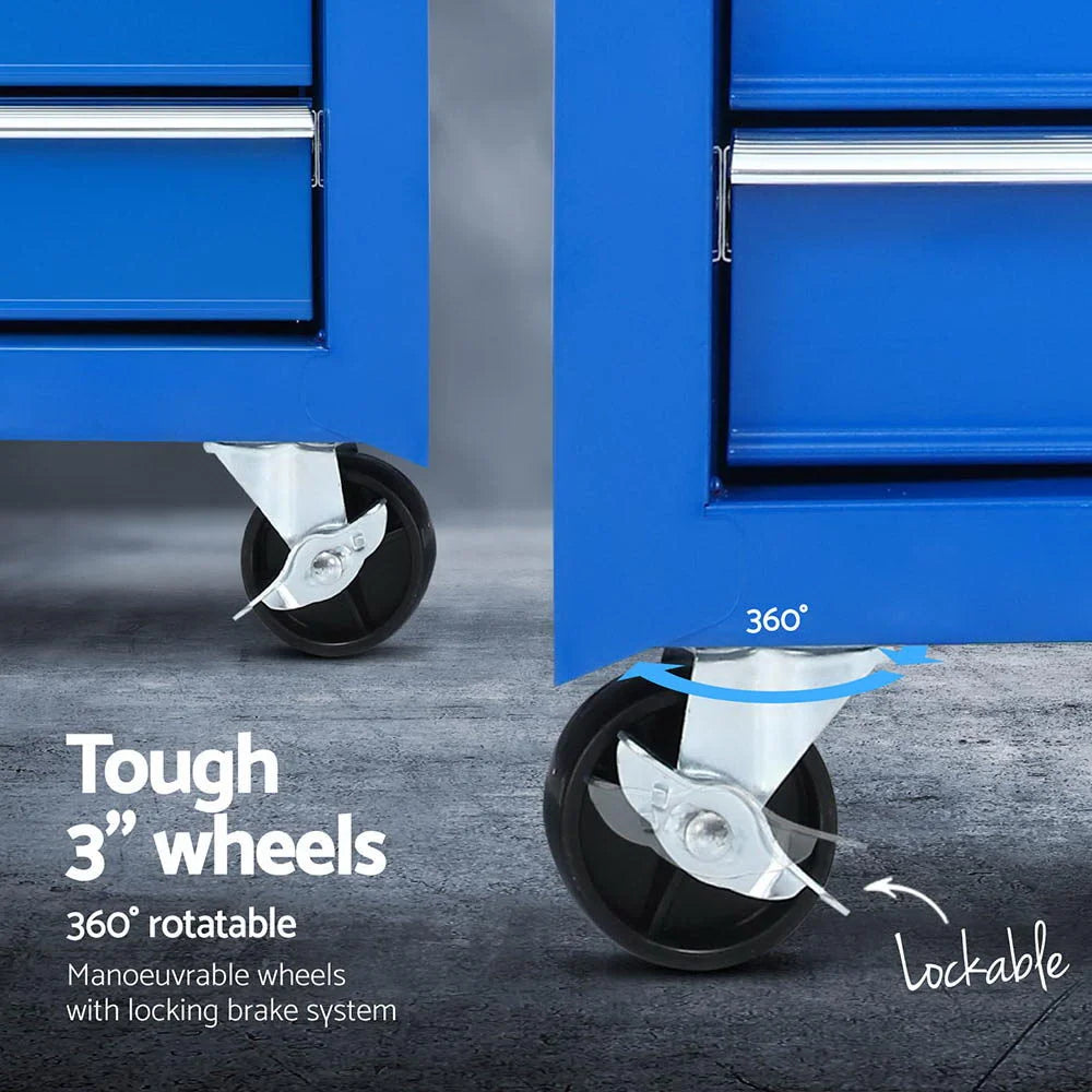 Giantz 15 Drawers Tool Chest Trolley Toolbox 2-in-1 Storage