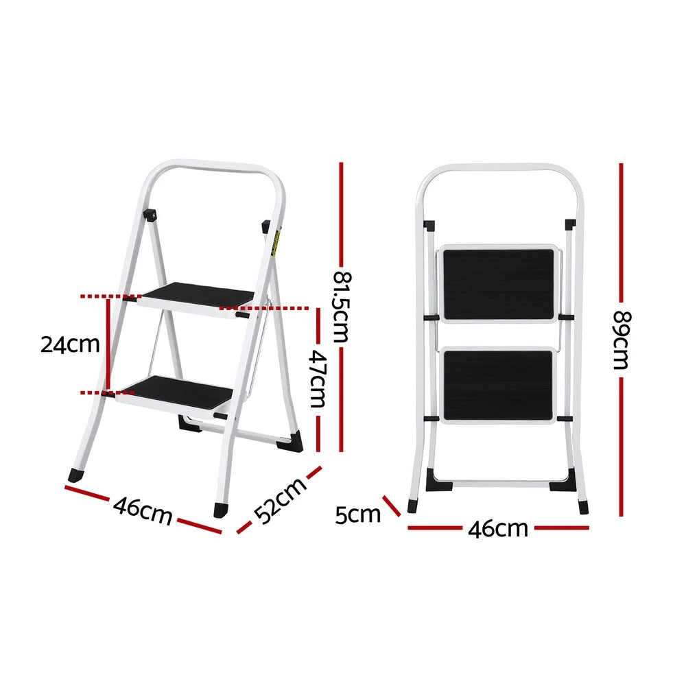 Giantz 2 Step Ladder Multi with Purpose Folding Steel Light Weight