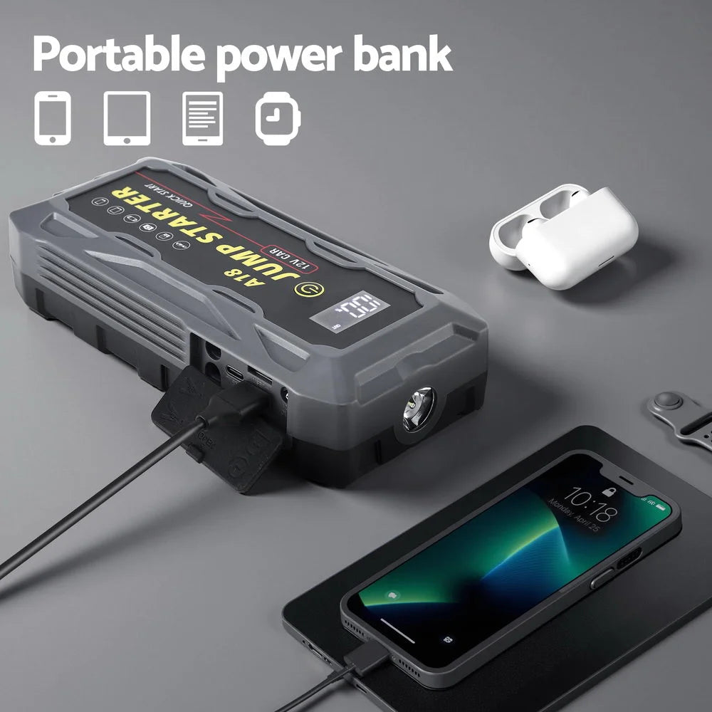 Giantz 2000A Portable Car Jump Starter 12V Lithium Battery