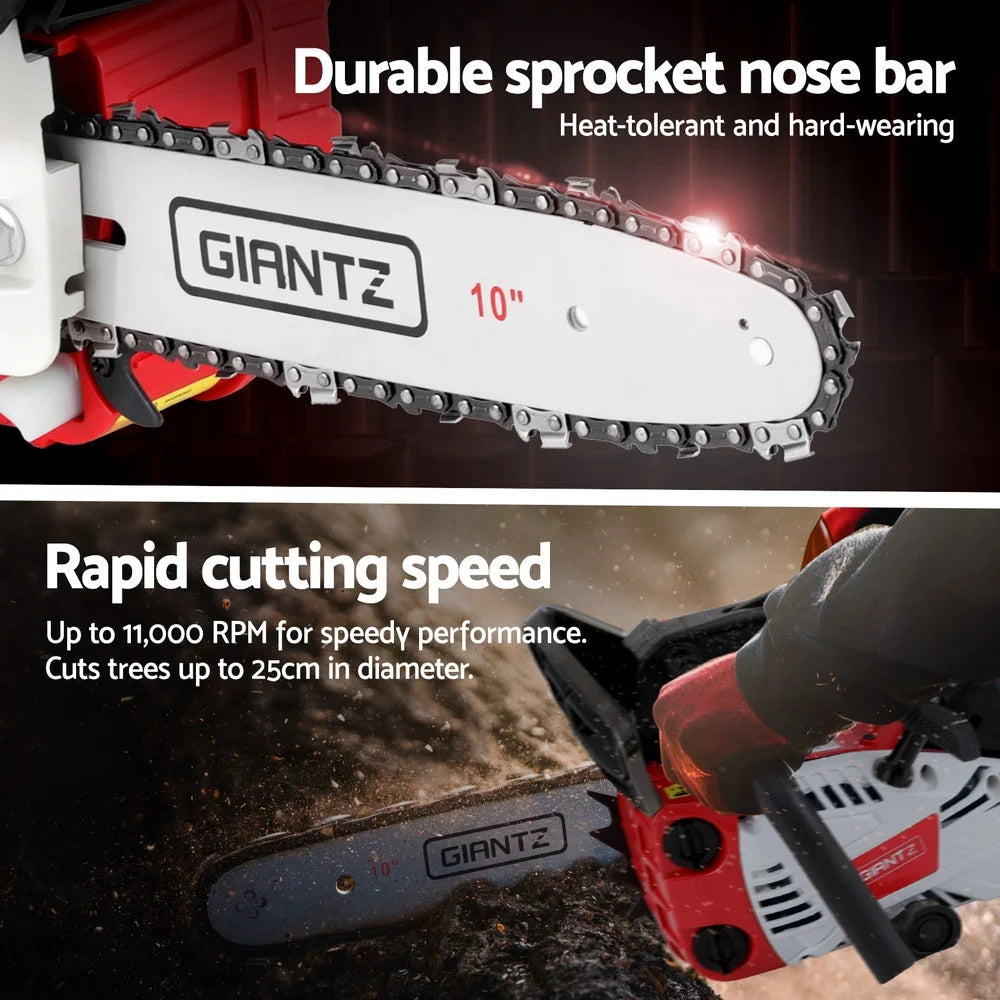Giantz 25cc Petrol Chainsaw 10’’ Bar E-Start Tree Pruning
